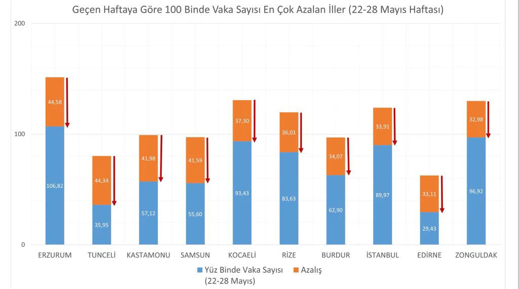 İllere göre haftalık vaka haritası açıklandı (29 Mayıs-4 Haziran)